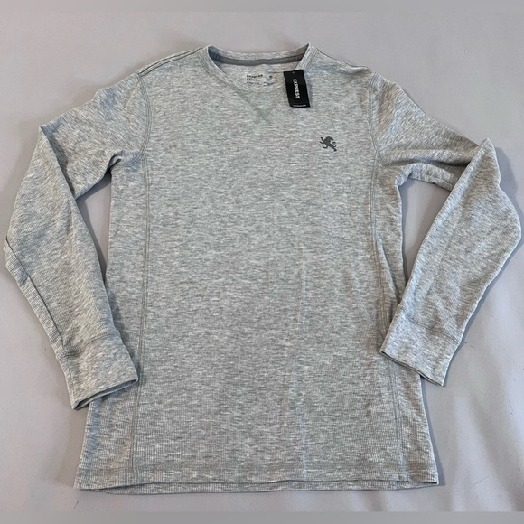 Express Shirt Adult Sz Small Gray Thermal Waffle Pullover Long Sleeve Mens NWT - Picture 1 of 7